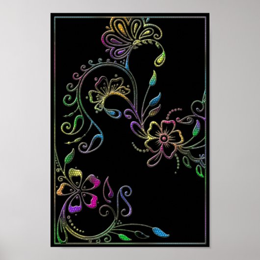 Henna Floral Design Gepersonaliseerd Poster (Voorkant)