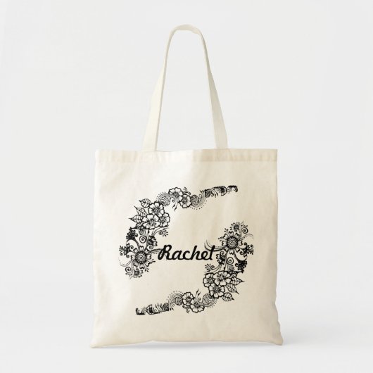 Henna Flowers Canvas tas met aanpasbare naam (Voorkant)