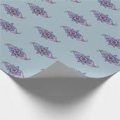 Henna geïnspireerd ontwerp in blauw en paarse gesc cadeaupapier (Hoek)