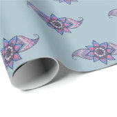 Henna geïnspireerd ontwerp in blauw en paarse gesc cadeaupapier (Rol Hoek)