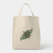 Henna geïnspireerd ontwerp in groene en roze Canva Tote Bag (Achterkant)