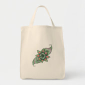 Henna geïnspireerd ontwerp in groene en roze Canva Tote Bag (Voorkant)
