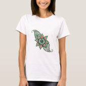 Henna geïnspireerd ontwerp in roze en groen shirt (Voorkant)