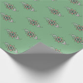 Henna geïnspireerd ontwerp in roze en groene gesch cadeaupapier (Hoek)