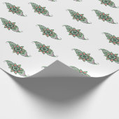 Henna geïnspireerd ontwerp in roze en groene gesch cadeaupapier (Hoek)