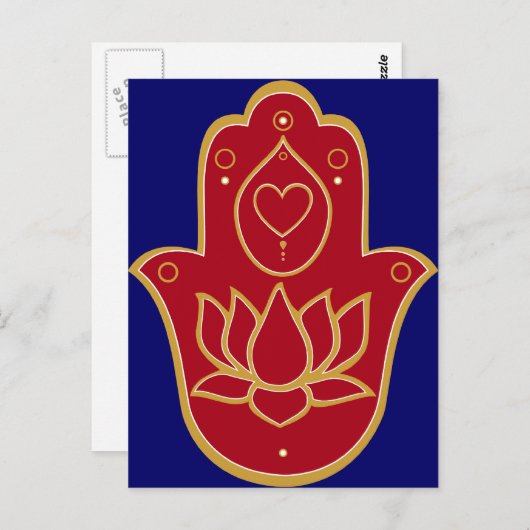 Henna Hamsa Lotus Briefkaart (Voorkant / Achterkant)