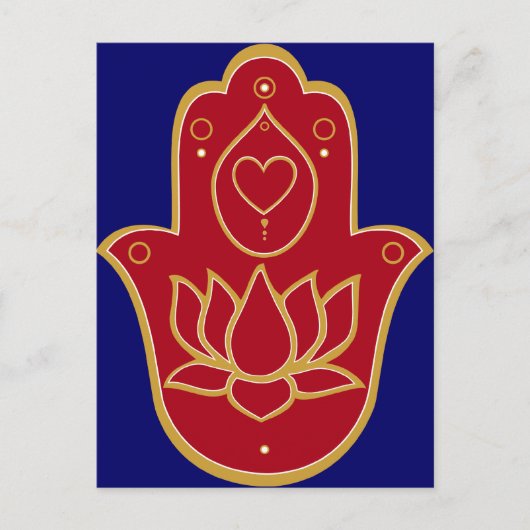 Henna Hamsa Lotus Briefkaart (Voorkant)
