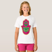 Henna Hamsa Lotus Green & Pink T-shirt (Voorkant volledig)