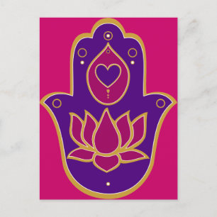 Henna Hamsa Lotus Pink Briefkaart