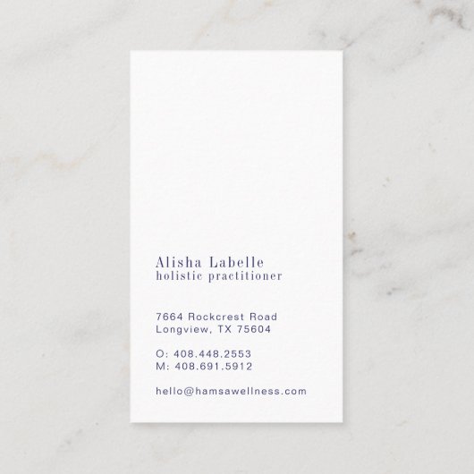 Henna Hamsa Wellness Holistic Decorative Hand Visitekaartje (Achterkant)