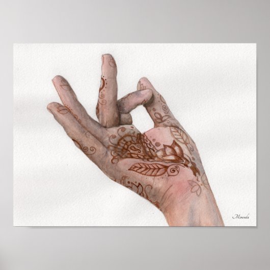 Henna Hand Art Print Mehndi Ready to Lijst Miranda (Voorkant)