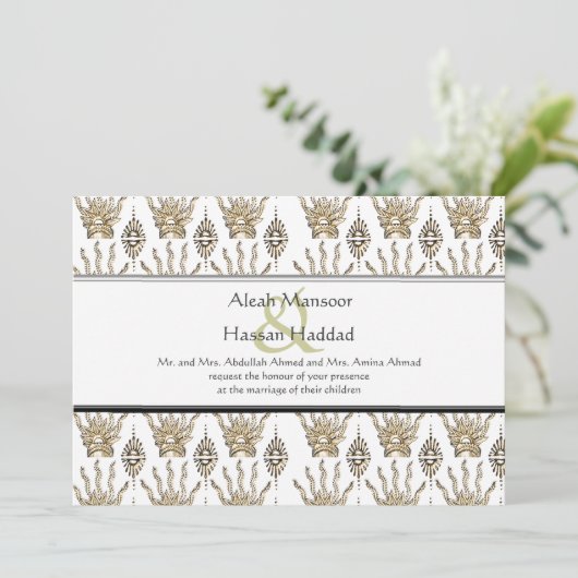 Henna Hand (Golden) (bruiloft) Kaart (Staand voorkant)