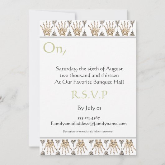 Henna Hand (Golden) (bruiloft) Kaart (Achterkant)