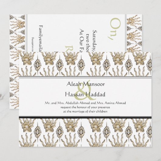 Henna Hand (Golden) (bruiloft) Kaart (Voorkant / Achterkant)