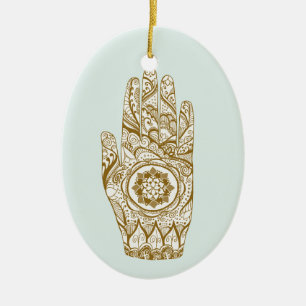 Henna Hand Lotus Keramisch Ornament