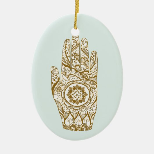 Henna Hand Lotus Keramisch Ornament (Voorkant)