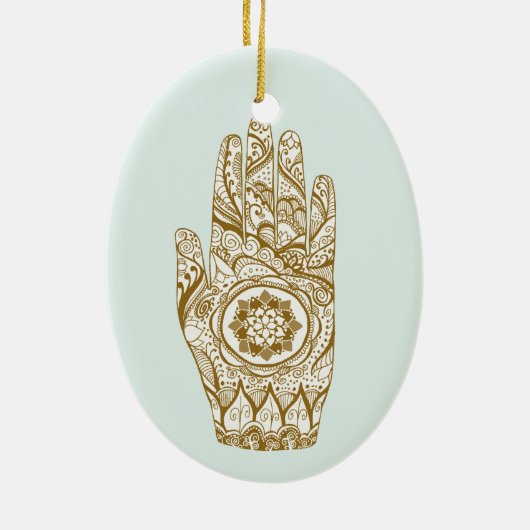 Henna Hand Lotus Keramisch Ornament (Achterkant)