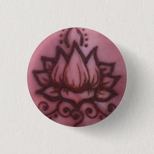 Henna Hand Lotus Pin Ronde Button 3,2 Cm (Voorkant)