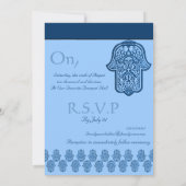 Henna Hand of Hamsa (blauw) (bruiloft) Kaart (Achterkant)