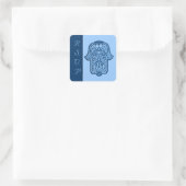 Henna Hand of Hamsa (blauw) (bruiloft) Vierkante Sticker (Tas)
