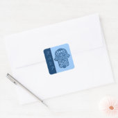 Henna Hand of Hamsa (blauw) (bruiloft) Vierkante Sticker (Envelop)
