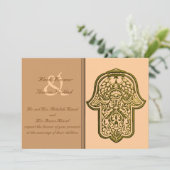 Henna Hand of Hamsa (Gouden) (bruiloft) Kaart (Staand voorkant)