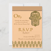 Henna Hand of Hamsa (Gouden) (bruiloft) Kaart (Achterkant)