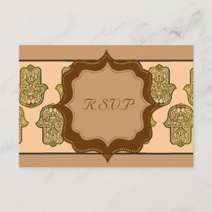 Henna Hand of Hamsa (Gouden) (bruiloft) RSVP Kaartje