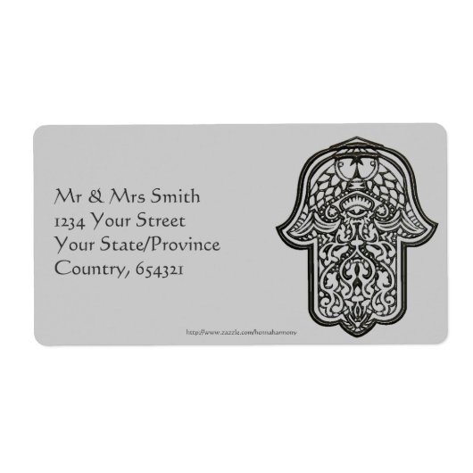 Henna Hand of Hamsa (Origineel) Etiket (Voorkant)