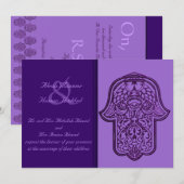 Henna Hand of Hamsa (Paars) (bruiloft) Kaart (Voorkant / Achterkant)