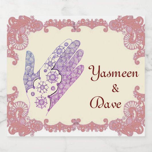 Henna Hand partij fles Sparkling Wijnetiket (Enkel label)