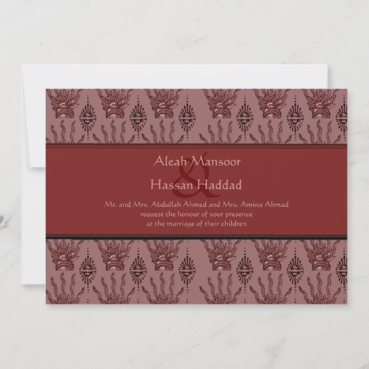 Henna Hand (Rood) (bruiloft) Kaart (Voorkant)