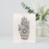 Henna Hand Tattoo met Lotus Flower Briefkaart (Staand voorkant)