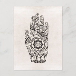 Henna Hand Tattoo met Lotus Flower Briefkaart