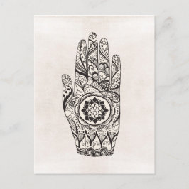 Henna Hand Tattoo met Lotus Flower Briefkaart