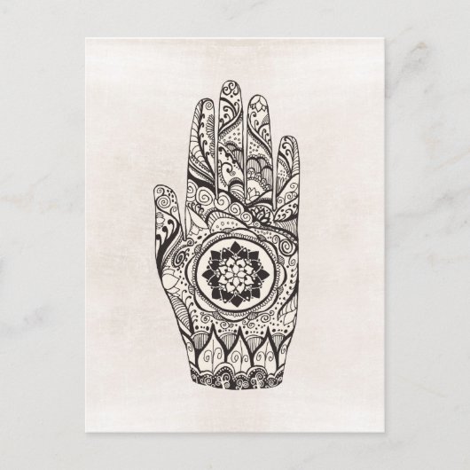 Henna Hand Tattoo met Lotus Flower Briefkaart (Voorkant)