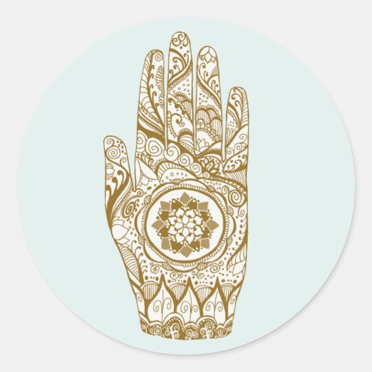 Henna Hand Tattoo met Lotus Flower Ronde Sticker (Voorkant)