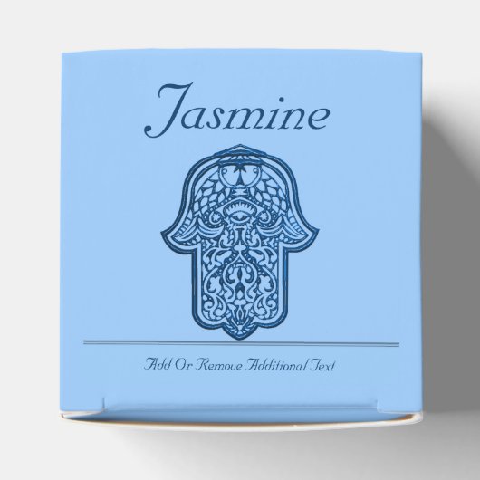 Henna Hand van Hamsa (blauw) Bedankdoosjes (Bovenkant)