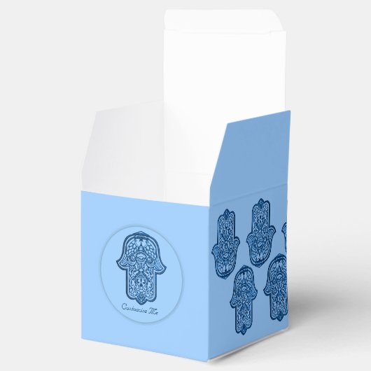 Henna Hand van Hamsa (blauw) Bedankdoosjes (Geopend)