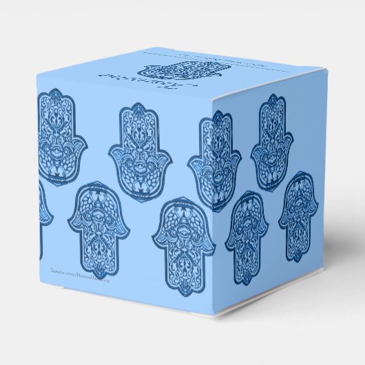 Henna Hand van Hamsa (blauw) Bedankdoosjes (Achterkant)
