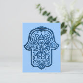 Henna Hand van Hamsa (blauw) Briefkaart (Staand voorkant)