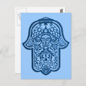 Henna Hand van Hamsa (blauw) Briefkaart (Voorkant / Achterkant)