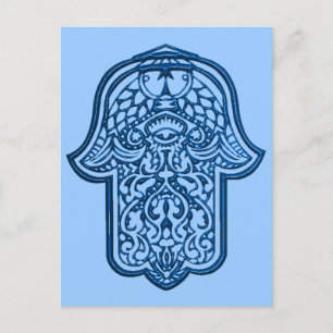 Henna Hand van Hamsa (blauw) Briefkaart