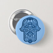 Henna Hand van Hamsa (blauw) Ronde Button 5,7 Cm (Voorkant /achterkant)