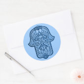 Henna Hand van Hamsa (blauw) Ronde Sticker (Envelop)