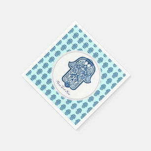 Henna Hand van Hamsa (blauw) Servetten