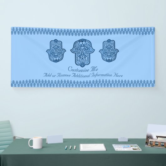 Henna Hand van Hamsa (blauw) Spandoek (Beurs)