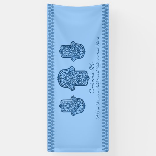 Henna Hand van Hamsa (blauw) Spandoek (Verticaal)