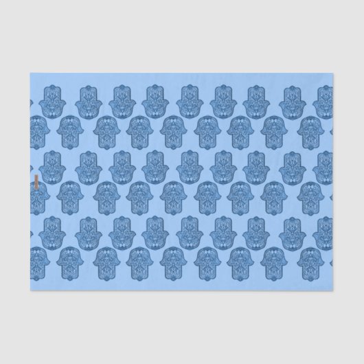 Henna Hand van Hamsa (blauw) Tissuepapier (Voorkant)