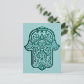 Henna Hand van Hamsa (Blauwgroen) Briefkaart (Staand voorkant)